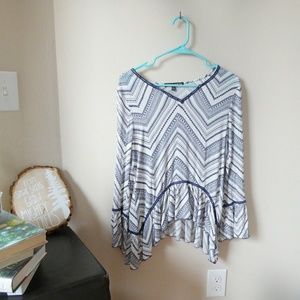 Navy and white boho breezy shirt